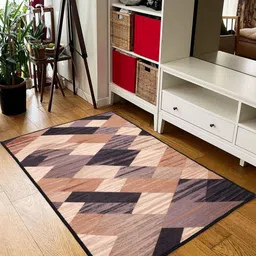 MODEFE Peach-Coloured Geometric Anti-Skid Nylon Carpet-image-90