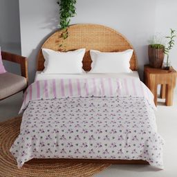 BIANCA Pink & White Floral Printed AC Room 150 GSM Cotton Double Bed Dohar-picture-6