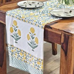 Feels Like Home Mehka Aangan White & Yellow Printed Aangan Table Runner-31