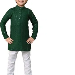Go Berry Boys Embroidered Sequined Kurta & Trousers Set-image-73
