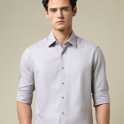 Arrow Men Tailored Fit Textured Spread Collar Pure Cotton Formal Shirt-picture-17