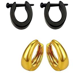 shobhram Set Of 2 Stainless Steel Silver-Plated Contemporary Hoop Earrings-47