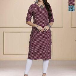 HERE&NOW Selection Of 2 Floral Printed Round Neck Straight Kurta-picture-58