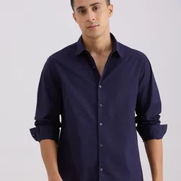 VALEN CLUB Men Solid Spread Collar Pure Cotton Casual Shirt-picture-5