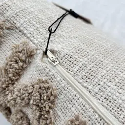 EXPORT HOUSE Beige & White Set of 2 Geometric Square Cushion Covers image 5