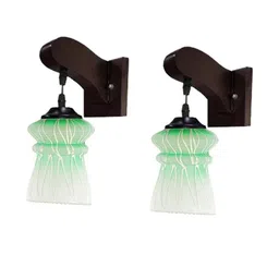 Somil Premium Designer Glass Wall / Night Lamp Elegant & Stylish Dcor Accent for Modern Interiors, Color- Green, White, Size:- 20 X 25 X 22.5 CM-image-32