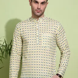 Anouk Men Geometric Printed Thread Work Kurta-16