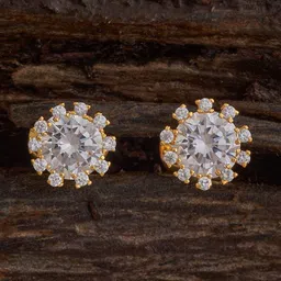 Kushal's Fashion Jewellery Gold Plated Zircon Studded Contemporary Studs Earrings-image-34