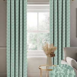 Nefertiti Home Sea Green Set of 2 Floral Black Out Door Curtain-image-84