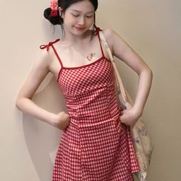 DressBerry CheckedShoulder Straps Sheath Mini Dress-image-29