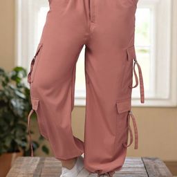 SQew Women Comfort Loose Fit High-Rise Cargos Trousers-image-65