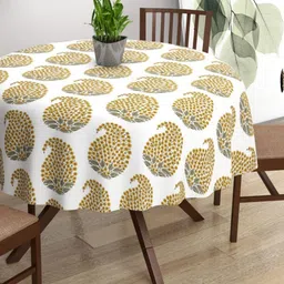 Trance Home Linen Gold-Toned Cotton 4-Seater Table Cover-12