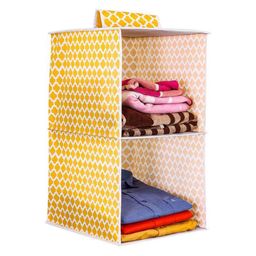 prettykrafts Yellow Printed 2-Shelf Hanger Closet Organisers-34
