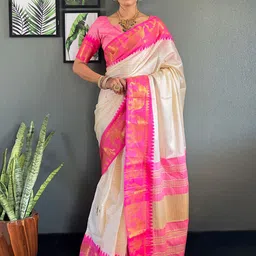 LeeliPeeri Designer Checked Zari Silk Cotton Ready to Wear Saree-10