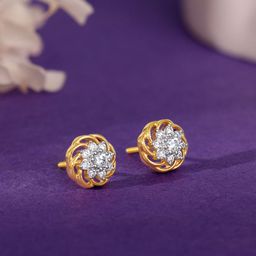 GIVA Women Gold Blooming Beauty Solitaire Diamond Earrings-picture-37