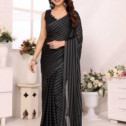 DIVASTRI Striped Poly Georgette Ready to Wear Saree-picture-41