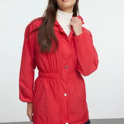 Trendyol Women Mock Collar Solid Casual Tailored Jacket-image-68