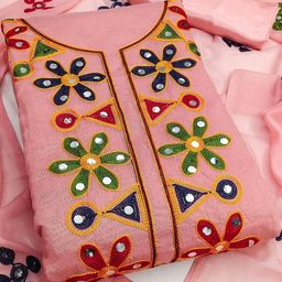 KALINI Women's Chanderi Cotton Embroidered Unstitched Salwar Suit Dress Material with Dupatta-picture-44