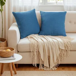 House This Amodini Blue 2 Pieces Square Cotton Cushion Covers-picture-19