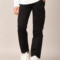 V-Mart Boys Solid Cotton Drawstring Cargos Trousers-21