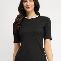 FableStreet Women Solid Round Neck T-shirt-image-37