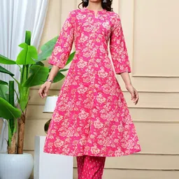 Jaipur Kurti Women Floral Printed Cotton Kurta with Palazzo-image-76