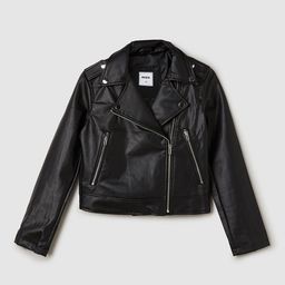 max Girls Crop Solid Biker Jacket-23