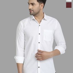 TIGER SNAKE Men Pack of 2 Comfort Fit Solid Spread Collar Casual Shirts-image-34