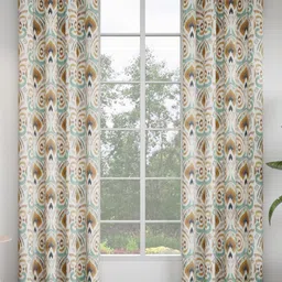 GM White & Green 2 Pieces Ethnic Motifs Printed Door Curtain-image-3