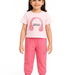 POP STREET KIDS Girls Graphic Printed Round Neck T-shirt With Trousers-image-96