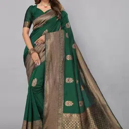 Sita Green Silk Blend Woven Design Sarees-picture-8