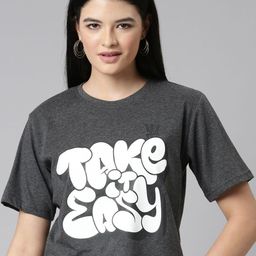 TWIN BIRDS Women Typography Printed Cotton T-shirt-image-92