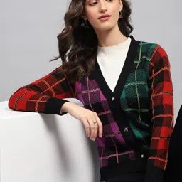 Monte Carlo Women Checked Woollen Cardigan-image-55