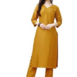 TRY LUCK FASHION Mustard Viscose Rayon Kurta Sets-image-83