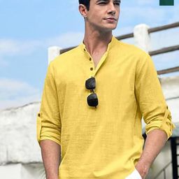 Yugnik Selection Of 2 Cotton Mandarin Collar Slim Fit Short Kurta-image-89