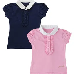 BAESD Girls Pack Of 2 Regular Fit Polo Collar T-shirt-image-24