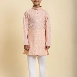 Pro-Ethic STYLE DEVELOPER Boys Ethnic Motifs Printed Regular Pure Cotton Kurta with Pyjamas image 1