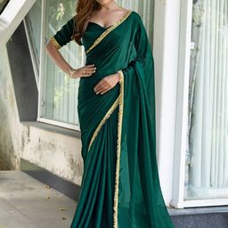 Mitera Embroidered Satin Saree With Unstitched Blouse Piece-picture-14