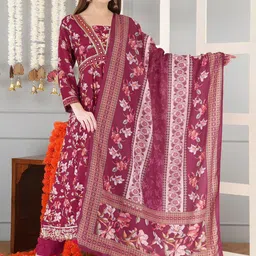 Anouk Women Floral Printed Anarkali Kurta with Churidar & Dupatta-picture-13