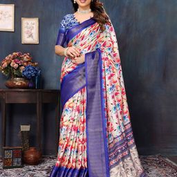 Shee Star Floral Printed Zari Banarasi Saree-image-40