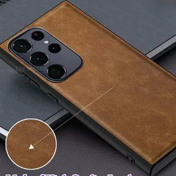 LIRAMARK Solid Samsung Galaxy S23 Ultra Impact Resistant Leather Back Case image 2