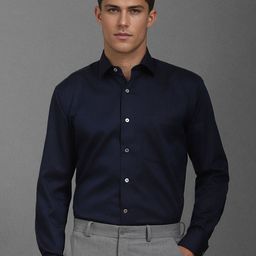 Luxure by Louis Philippe Men Classic Spread Collar Textured Cotton Formal Shirt-image-57