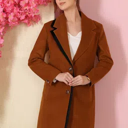 Plagg Women Single-Breasted Notched Lapel Collar Stylish Overcoat-picture-38