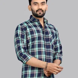 allan peter Men Classic Tartan Checks Opaque Checked Casual Shirt-image-79
