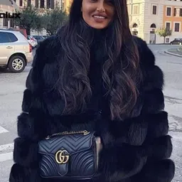 Alamode By Akanksha Black Carrie Bradshaw Luxury - Faux Fur Jackets-image-46