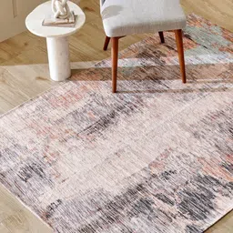 Home Centre Peach-Coloured Abstract Polyester Carpet-6