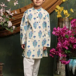 SAKA DESIGNS Boys Ethnic Motifs Printed Regular Pure Cotton Kurta with Pyjamas-38
