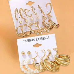 GOLDIWALA Set of 9 Gold-Plated Spherical Shaped Studs-7