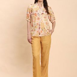 Noia Abstract Floral Printed V-Collar Top With Trouser Co-Ords-picture-7