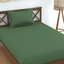 Galaxy Home Decor Green Brown Striped 210 TC Single Bedsheet Set- 2.28 m x 1.52 m-19